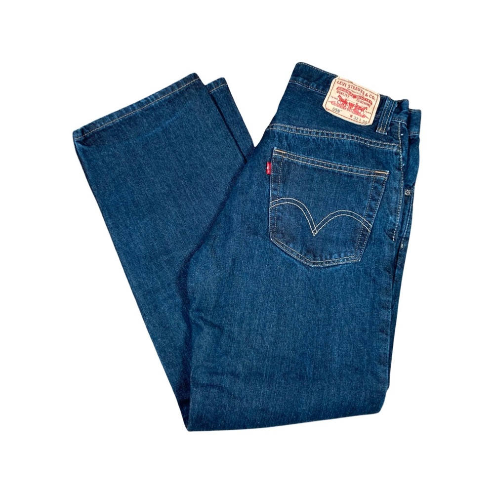 Levis Mens 559 Relaxed Straight Jeans Size 32 x 32 Actual 31 x 30 Blue Dark Wash